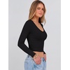 image:imageANRABESS Womens Long Sleeve V Neck Crop Tops  Slim Fit Ribbed Knit Shirts Comfy Soft Layering Top Basic Casual Daily Wear Undershirts Fall Spring Transition OutfitsBlack