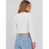 image:imageANRABESS Womens Long Sleeve V Neck Crop Tops  Slim Fit Ribbed Knit Shirts Comfy Soft Layering Top Basic Casual Daily Wear Undershirts Fall Spring Transition OutfitsWhite