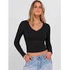 image:imageANRABESS Womens Long Sleeve V Neck Crop Tops  Slim Fit Ribbed Knit Shirts Comfy Soft Layering Top Basic Casual Daily Wear Undershirts Fall Spring Transition OutfitsBlack