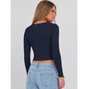 image:imageANRABESS Womens Long Sleeve V Neck Crop Tops  Slim Fit Ribbed Knit Shirts Comfy Soft Layering Top Basic Casual Daily Wear Undershirts Fall Spring Transition OutfitsNavy Blue