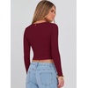 image:imageANRABESS Womens Long Sleeve V Neck Crop Tops  Slim Fit Ribbed Knit Shirts Comfy Soft Layering Top Basic Casual Daily Wear Undershirts Fall Spring Transition OutfitsWine Red