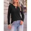 image:imageANRABESS Womens Ribbed Knit Long Sleeve Tops  Keyhole Neck Blouse Soft Stretch Fuzzy Shirt Regular Fit for Business Office Daily Wear Fall amp SpringBlack