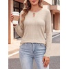 image:imageANRABESS Womens Ribbed Knit Long Sleeve Tops  Keyhole Neck Blouse Soft Stretch Fuzzy Shirt Regular Fit for Business Office Daily Wear Fall amp SpringBeige