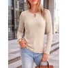 image:imageANRABESS Womens Ribbed Knit Long Sleeve Tops  Keyhole Neck Blouse Soft Stretch Fuzzy Shirt Regular Fit for Business Office Daily Wear Fall amp SpringBeige
