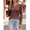 image:imageANRABESS Womens Ribbed Knit Long Sleeve Tops  Keyhole Neck Blouse Soft Stretch Fuzzy Shirt Regular Fit for Business Office Daily Wear Fall amp SpringRust Red