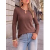 image:imageANRABESS Womens Ribbed Knit Long Sleeve Tops  Keyhole Neck Blouse Soft Stretch Fuzzy Shirt Regular Fit for Business Office Daily Wear Fall amp SpringRust Red