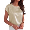 image:imageANRABESS Womens Satin Tops Cap Short Sleeve Crew Neck Shirts Dressy Business Casual Office Blouse Silky 2026 Summer OutfitsBeige