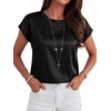 image:imageANRABESS Womens Satin Tops Cap Short Sleeve Crew Neck Shirts Dressy Business Casual Office Blouse Silky 2026 Summer OutfitsBlack