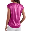 image:imageANRABESS Womens Satin Tops Cap Short Sleeve Crew Neck Shirts Dressy Business Casual Office Blouse Silky 2026 Summer OutfitsHot Pink