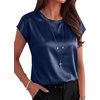 image:imageANRABESS Womens Satin Tops Cap Short Sleeve Crew Neck Shirts Dressy Business Casual Office Blouse Silky 2026 Summer OutfitsNavy Blue
