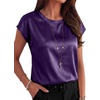 image:imageANRABESS Womens Satin Tops Cap Short Sleeve Crew Neck Shirts Dressy Business Casual Office Blouse Silky 2026 Summer OutfitsPurple