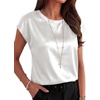 image:imageANRABESS Womens Satin Tops Cap Short Sleeve Crew Neck Shirts Dressy Business Casual Office Blouse Silky 2026 Summer OutfitsWhite