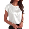 image:imageANRABESS Womens Satin Tops Cap Short Sleeve Crew Neck Shirts Dressy Business Casual Office Blouse Silky 2026 Summer OutfitsWhite