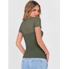 image:imageANRABESS Womens Short Sleeve Shirts Scoop Neck Lace Going Out Tops Slim Fit Rib Knit Casual Tee 2026 Summer Fashion OutfitsArmy Green