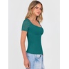 image:imageANRABESS Womens Short Sleeve Shirts Scoop Neck Lace Going Out Tops Slim Fit Rib Knit Casual Tee 2026 Summer Fashion OutfitsTeal