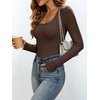 image:imageANRABESS Womens Square Neck Long Sleeve Double Lined Tops  Soft Comfy Stretchy Slim Basic Tee Shirts Going Out Work amp Casual  Fall Winter Outfits Trendy Y2K Layering UnderscrubCoffee