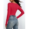 image:imageANRABESS Womens Square Neck Long Sleeve Double Lined Tops  Soft Comfy Stretchy Slim Basic Tee Shirts Going Out Work amp Casual  Fall Winter Outfits Trendy Y2K Layering UnderscrubRed