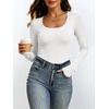 image:imageANRABESS Womens Square Neck Long Sleeve Double Lined Tops  Soft Comfy Stretchy Slim Basic Tee Shirts Going Out Work amp Casual  Fall Winter Outfits Trendy Y2K Layering UnderscrubOffwhite
