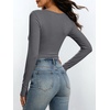 image:imageANRABESS Womens Square Neck Long Sleeve Double Lined Tops  Soft Comfy Stretchy Slim Basic Tee Shirts Going Out Work amp Casual  Fall Winter Outfits Trendy Y2K Layering UnderscrubGrey