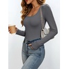 image:imageANRABESS Womens Square Neck Long Sleeve Double Lined Tops  Soft Comfy Stretchy Slim Basic Tee Shirts Going Out Work amp Casual  Fall Winter Outfits Trendy Y2K Layering UnderscrubGrey
