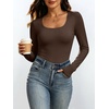 image:imageANRABESS Womens Square Neck Long Sleeve Double Lined Tops  Soft Comfy Stretchy Slim Basic Tee Shirts Going Out Work amp Casual  Fall Winter Outfits Trendy Y2K Layering UnderscrubCoffee
