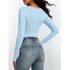 image:imageANRABESS Womens Square Neck Long Sleeve Double Lined Tops  Soft Comfy Stretchy Slim Basic Tee Shirts Going Out Work amp Casual  Fall Winter Outfits Trendy Y2K Layering UnderscrubLight Blue