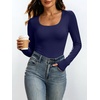 image:imageANRABESS Womens Square Neck Long Sleeve Double Lined Tops  Soft Comfy Stretchy Slim Basic Tee Shirts Going Out Work amp Casual  Fall Winter Outfits Trendy Y2K Layering UnderscrubNavy Blue