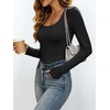 image:imageANRABESS Womens Square Neck Long Sleeve Double Lined Tops  Soft Comfy Stretchy Slim Basic Tee Shirts Going Out Work amp Casual  Fall Winter Outfits Trendy Y2K Layering UnderscrubBlack