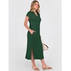 image:imageANRABESS Womens Summer Casual Polo V Neck Dresses  Short Sleeve Split Tshirt Maxi Dress with Pockets Soft WrinkleFree Loose Fit Beach Vacation Travel Outfit Summer ClothesForest Green