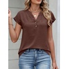 image:imageANRABESS Womens Summer TopsCap Sleeve V Neck Loose Fit Henley ShirtsDressy Casual for Work Business amp Daily Trendy OutfitsCoffee