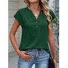 image:imageANRABESS Womens Summer TopsCap Sleeve V Neck Loose Fit Henley ShirtsDressy Casual for Work Business amp Daily Trendy OutfitsDark Green