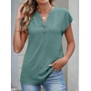 image:imageANRABESS Womens Summer TopsCap Sleeve V Neck Loose Fit Henley ShirtsDressy Casual for Work Business amp Daily Trendy OutfitsLake