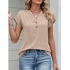 image:imageANRABESS Womens Summer TopsCap Sleeve V Neck Loose Fit Henley ShirtsDressy Casual for Work Business amp Daily Trendy OutfitsParchment