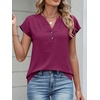 image:imageANRABESS Womens Summer TopsCap Sleeve V Neck Loose Fit Henley ShirtsDressy Casual for Work Business amp Daily Trendy OutfitsPurple Red