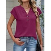 image:imageANRABESS Womens Summer TopsCap Sleeve V Neck Loose Fit Henley ShirtsDressy Casual for Work Business amp Daily Trendy OutfitsPurple Red