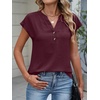 image:imageANRABESS Womens Summer TopsCap Sleeve V Neck Loose Fit Henley ShirtsDressy Casual for Work Business amp Daily Trendy OutfitsWine Red