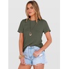 image:imageANRABESS Womens Summer Waffle Knit Tops  Soft Comfy Breathable Shirts Crew Neck Short Sleeve Casual Trendy Basic Tee 2026 Summer OutfitsArmy Green