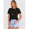 image:imageANRABESS Womens Summer Waffle Knit Tops  Soft Comfy Breathable Shirts Crew Neck Short Sleeve Casual Trendy Basic Tee 2026 Summer OutfitsBlack