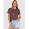 image:imageANRABESS Womens Summer Waffle Knit Tops  Soft Comfy Breathable Shirts Crew Neck Short Sleeve Casual Trendy Basic Tee 2026 Summer OutfitsBrown