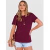 image:imageANRABESS Womens Summer Waffle Knit Tops  Soft Comfy Breathable Shirts Crew Neck Short Sleeve Casual Trendy Basic Tee 2026 Summer OutfitsDark Fuchsia