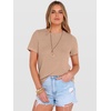 image:imageANRABESS Womens Summer Waffle Knit Tops  Soft Comfy Breathable Shirts Crew Neck Short Sleeve Casual Trendy Basic Tee 2026 Summer OutfitsKhaki
