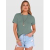 image:imageANRABESS Womens Summer Waffle Knit Tops  Soft Comfy Breathable Shirts Crew Neck Short Sleeve Casual Trendy Basic Tee 2026 Summer OutfitsLight Green