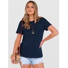 image:imageANRABESS Womens Summer Waffle Knit Tops  Soft Comfy Breathable Shirts Crew Neck Short Sleeve Casual Trendy Basic Tee 2026 Summer OutfitsNavy Blue