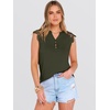 image:imageANRABESS Womens Tops Dressy Casual Lace Cap Sleeve Henley Shirts Summer Sleeveless Button Up Blouses 2026 Spring OutfitsArmy Green