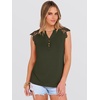 image:imageANRABESS Womens Tops Dressy Casual Lace Cap Sleeve Henley Shirts Summer Sleeveless Button Up Blouses 2026 Spring OutfitsArmy Green