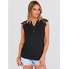 image:imageANRABESS Womens Tops Dressy Casual Lace Cap Sleeve Henley Shirts Summer Sleeveless Button Up Blouses 2026 Spring OutfitsBlack