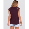 image:imageANRABESS Womens Tops Dressy Casual Lace Cap Sleeve Henley Shirts Summer Sleeveless Button Up Blouses 2026 Spring OutfitsBurgundy