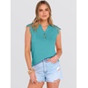 image:imageANRABESS Womens Tops Dressy Casual Lace Cap Sleeve Henley Shirts Summer Sleeveless Button Up Blouses 2026 Spring OutfitsCadet Blue