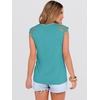 image:imageANRABESS Womens Tops Dressy Casual Lace Cap Sleeve Henley Shirts Summer Sleeveless Button Up Blouses 2026 Spring OutfitsCadet Blue