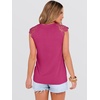 image:imageANRABESS Womens Tops Dressy Casual Lace Cap Sleeve Henley Shirts Summer Sleeveless Button Up Blouses 2026 Spring OutfitsHot Pink